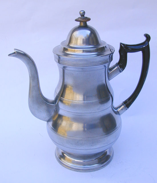 A Boardman & Co Double Belly Pewter Coffeepot