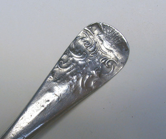 Wonderful Decorated 18th Century Pewter Tablespoon